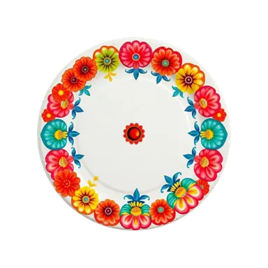 Festival-inspired hand-painted decorative art plate featuring colourful traditional Indian folk art patterns.